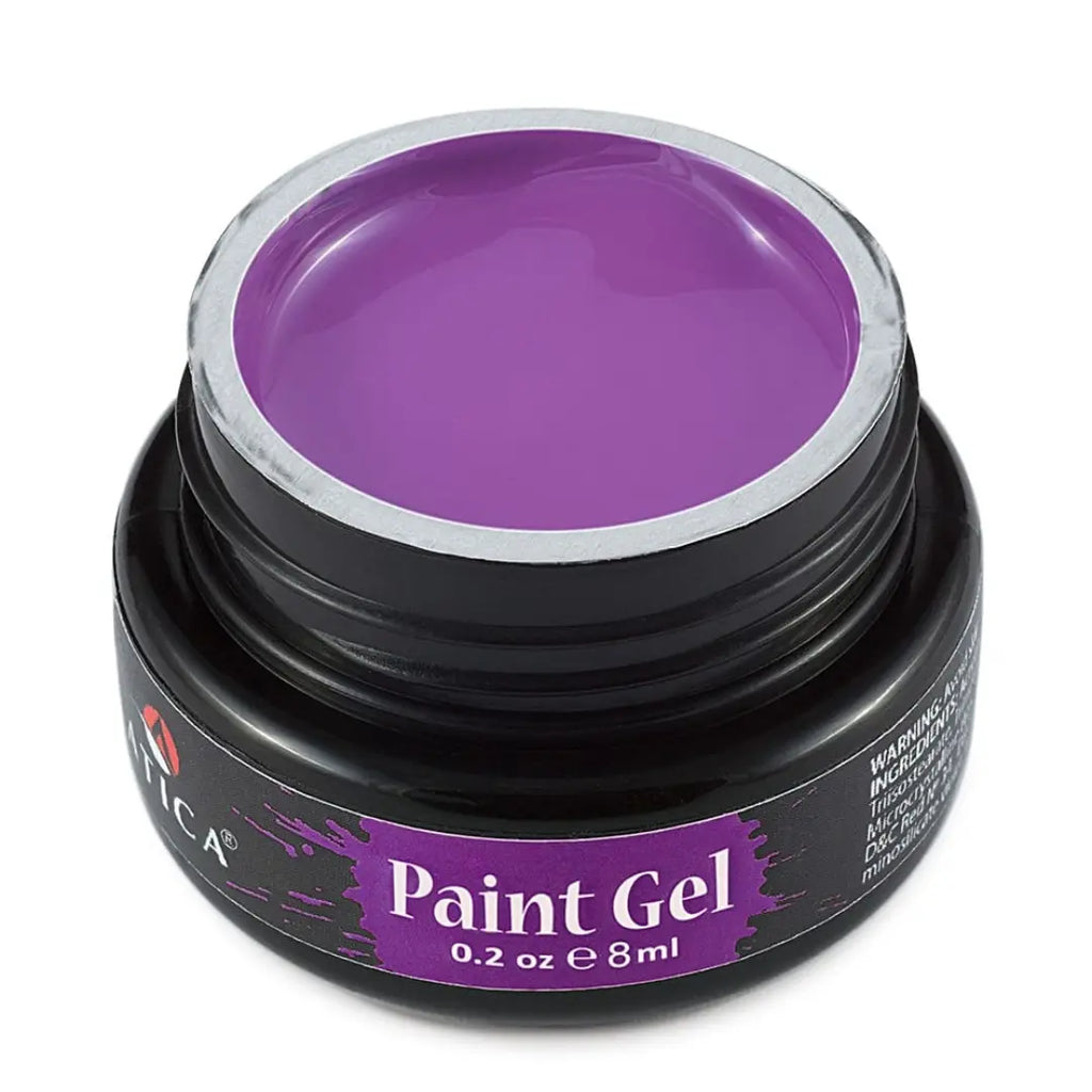 Atica Paint Gel Violet 8ml – jar of violet gel paint for nail art.
