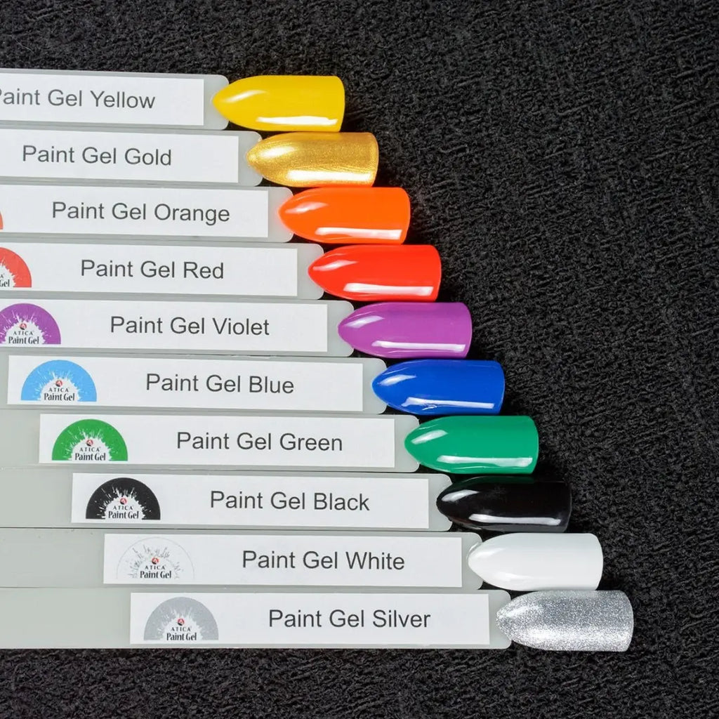 Atica Paint Gel Gold 8ml – jar of golden gel paint for nail art.