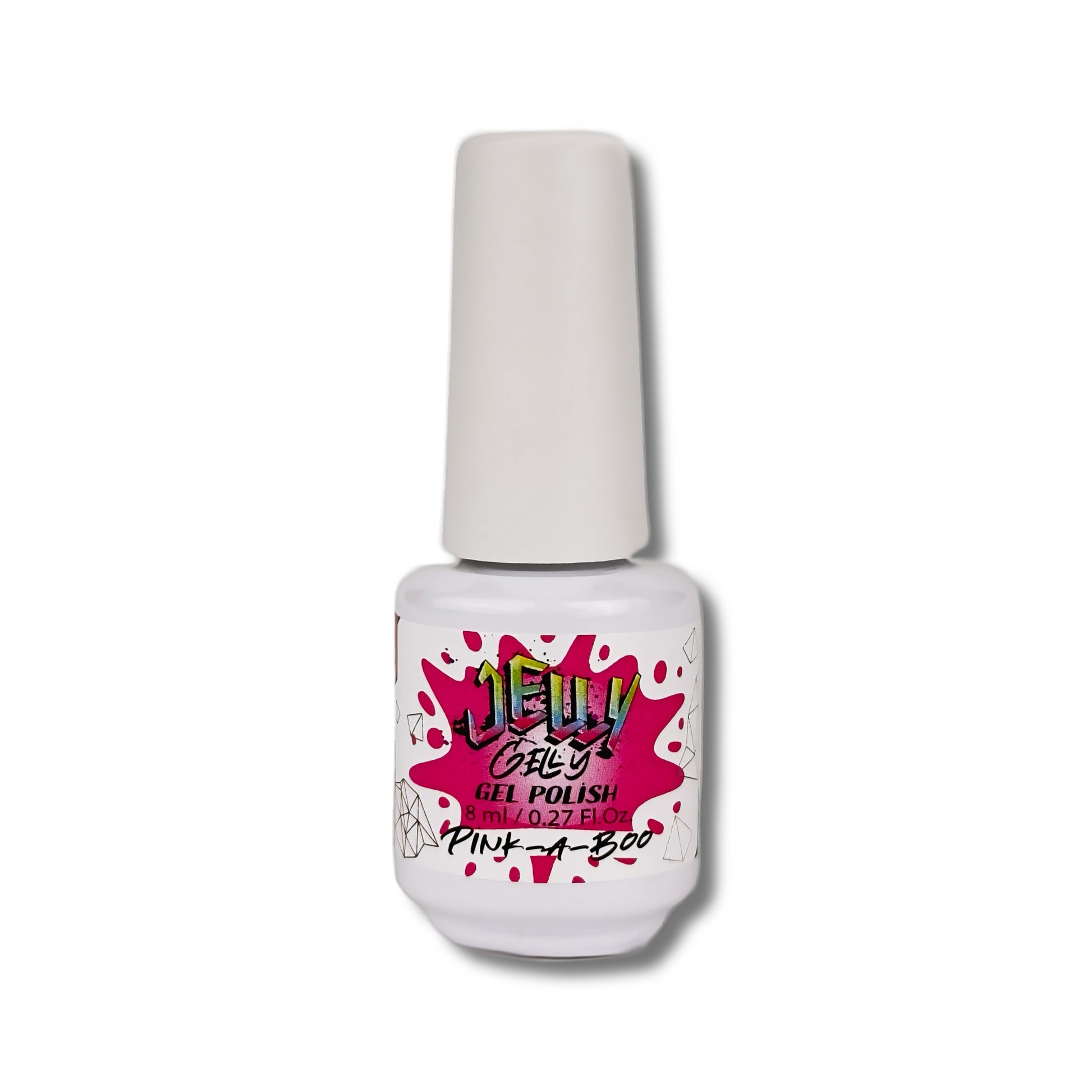Jelly Gelly Gel Nail Polish in Pink a Boo – vibrant pink gel polish bottle, 8ml