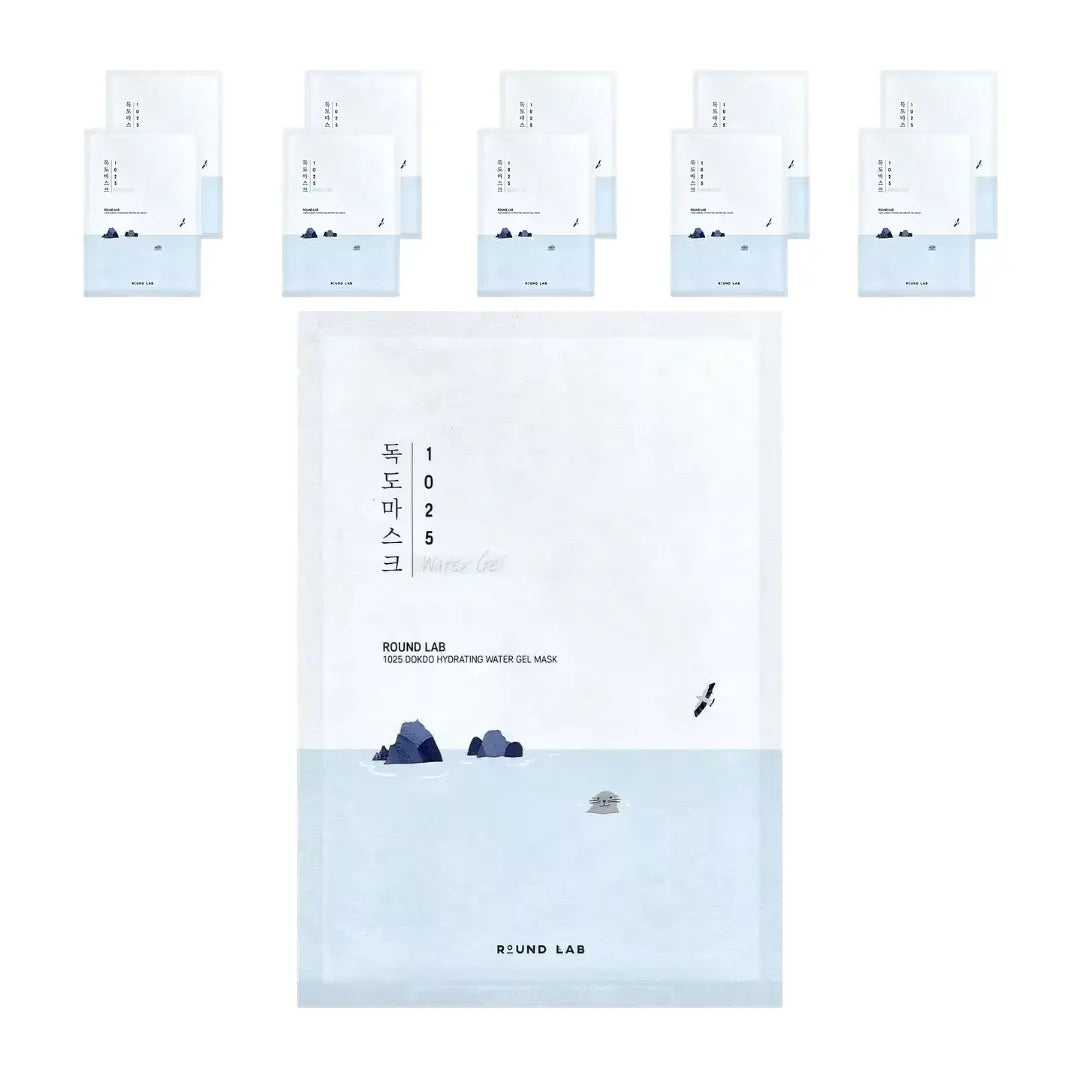 Round Lab 1025 Dokdo Hydrating Water Gel Mask, 10-sheet pack, hydrating gel mask with deep sea water