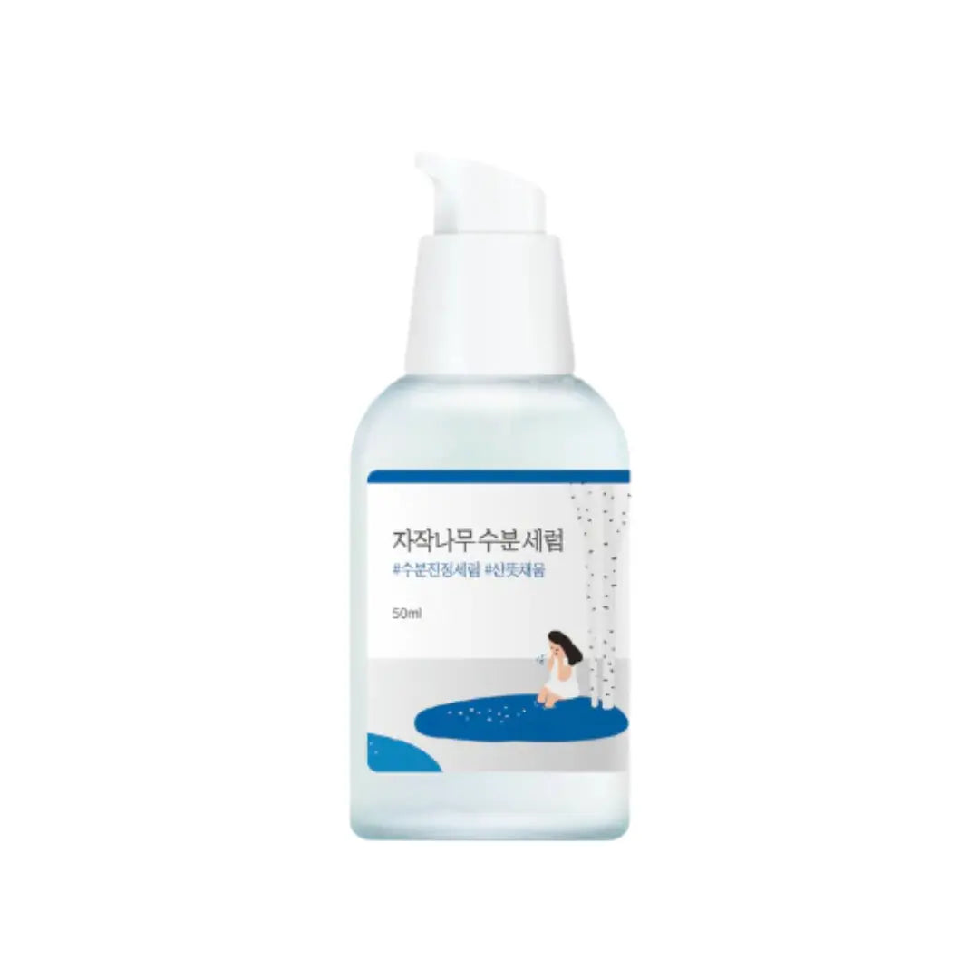 Round Lab Birch Juice Moisturizing Serum 50ml pump bottle, hydrating facial serum with birch sap for dry sensitive skin
