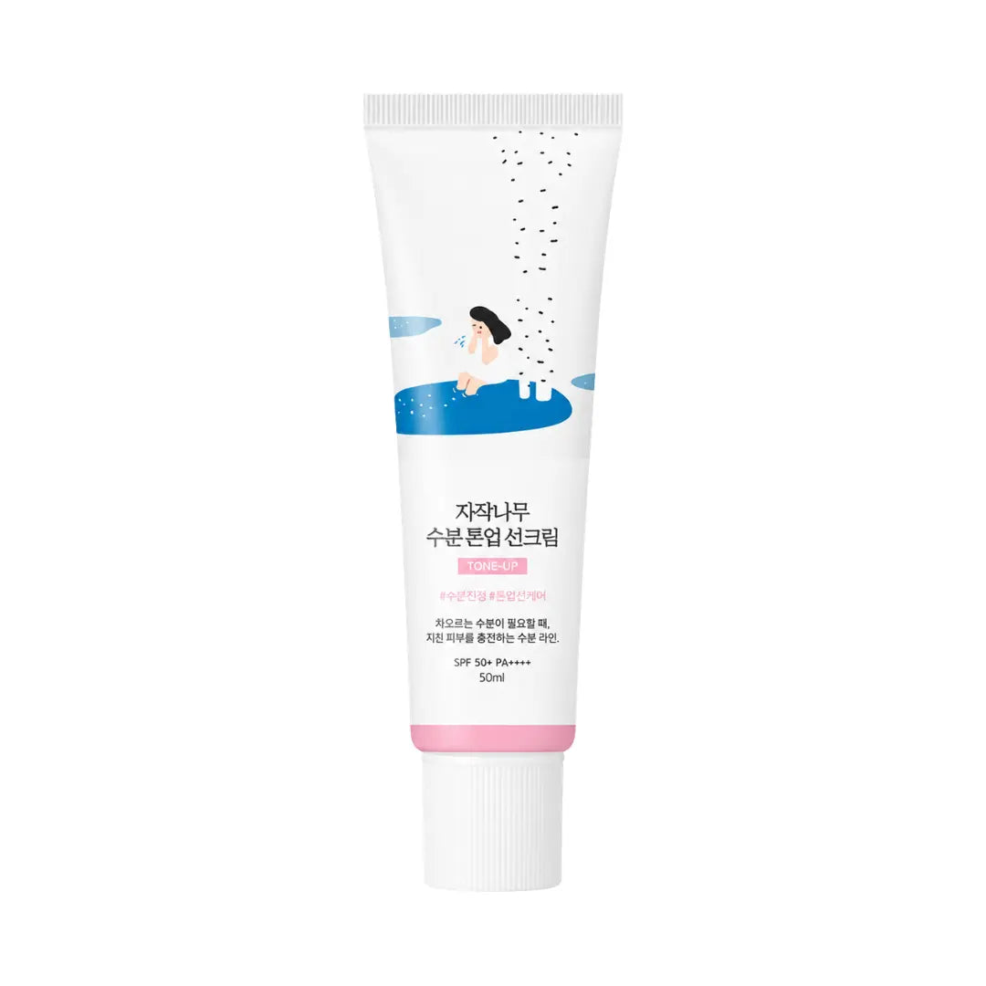 Round Lab Birch Juice Moisturizing Tone-Up Sun Cream 50ml tube, brightening pink tone-up sunscreen with birch sap