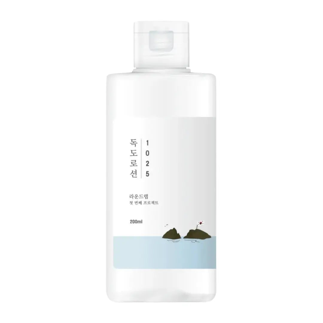 Round Lab 1025 Dokdo Lotion 200ml bottle, lightweight hydrating lotion with deep sea water for sensitive skin