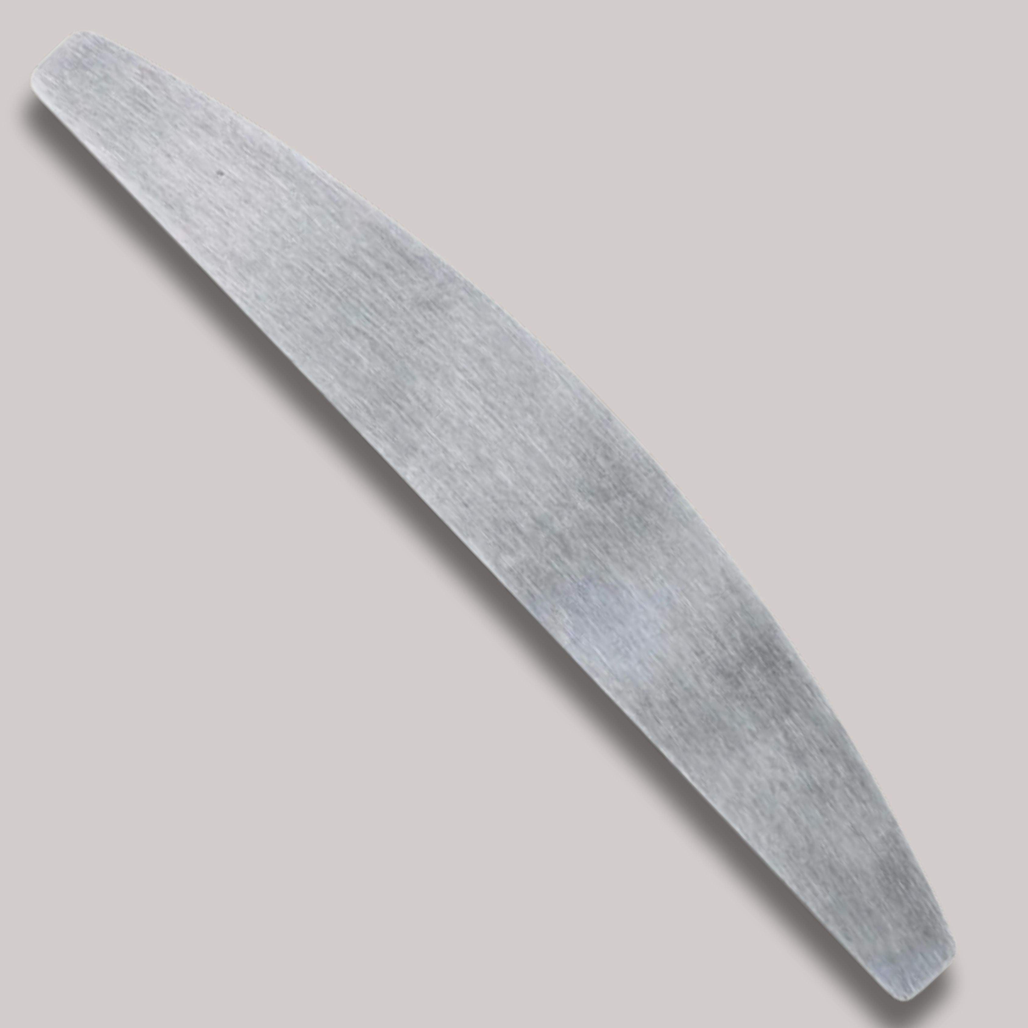 ProSteril Metal Nail File Base BANANA TITANIUM, lightweight with half-moon shape, compatible with 220, 180, 150, and 100 grit self-adhesive abrasives.

