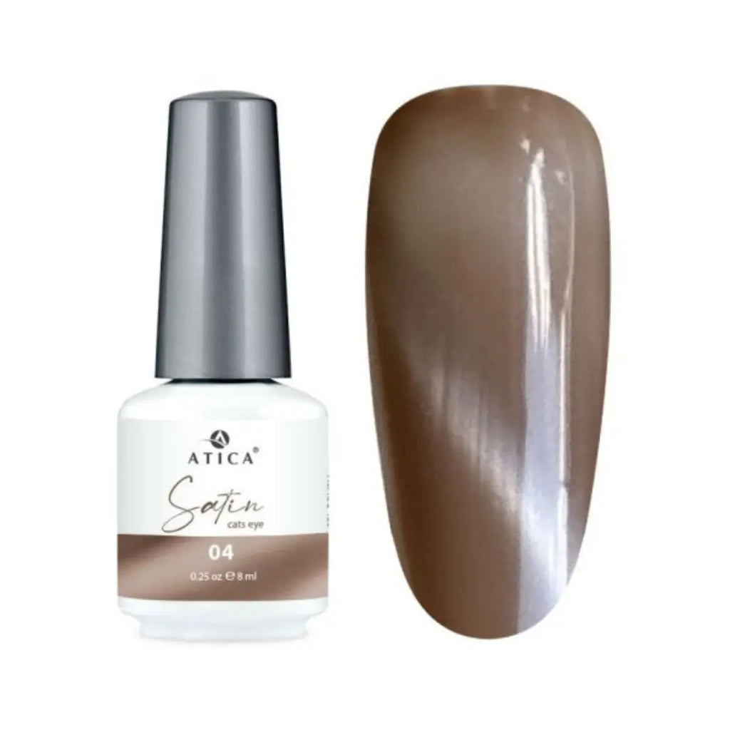 ATICA Satin Cat’s Eye 04 – Caramel Beige Gel Polish with Satin Golden Shimmer