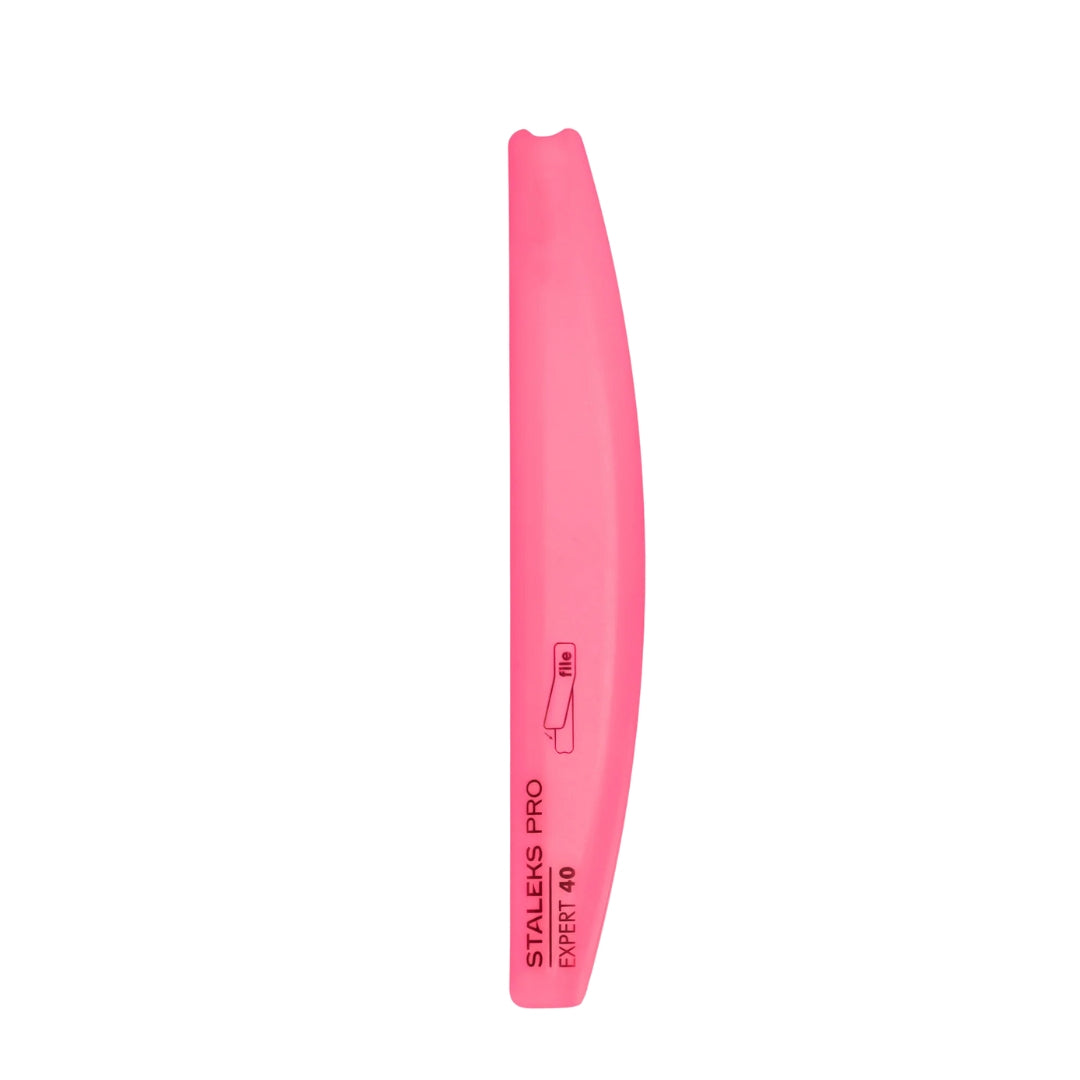 Crescent Beveled Plastic Base For Nail File EXPERT 40, 162 x 25 mm, suitable for disposable crescent-shaped adhesive files, hygienic, disinfection-safe, and ideal for manicures and pedicures.

