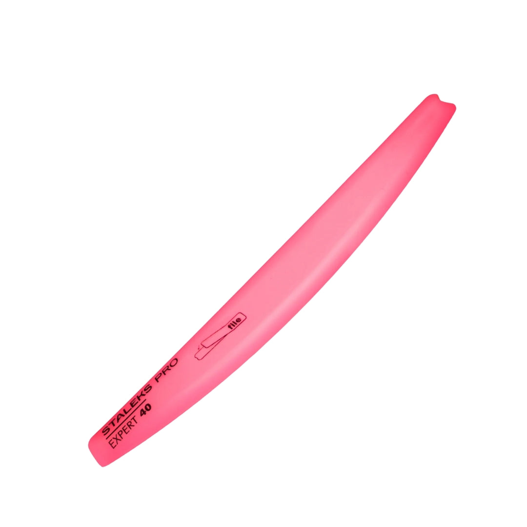 Crescent Beveled Plastic Base For Nail File EXPERT 40, 162 x 25 mm, suitable for disposable crescent-shaped adhesive files, hygienic, disinfection-safe, and ideal for manicures and pedicures.

