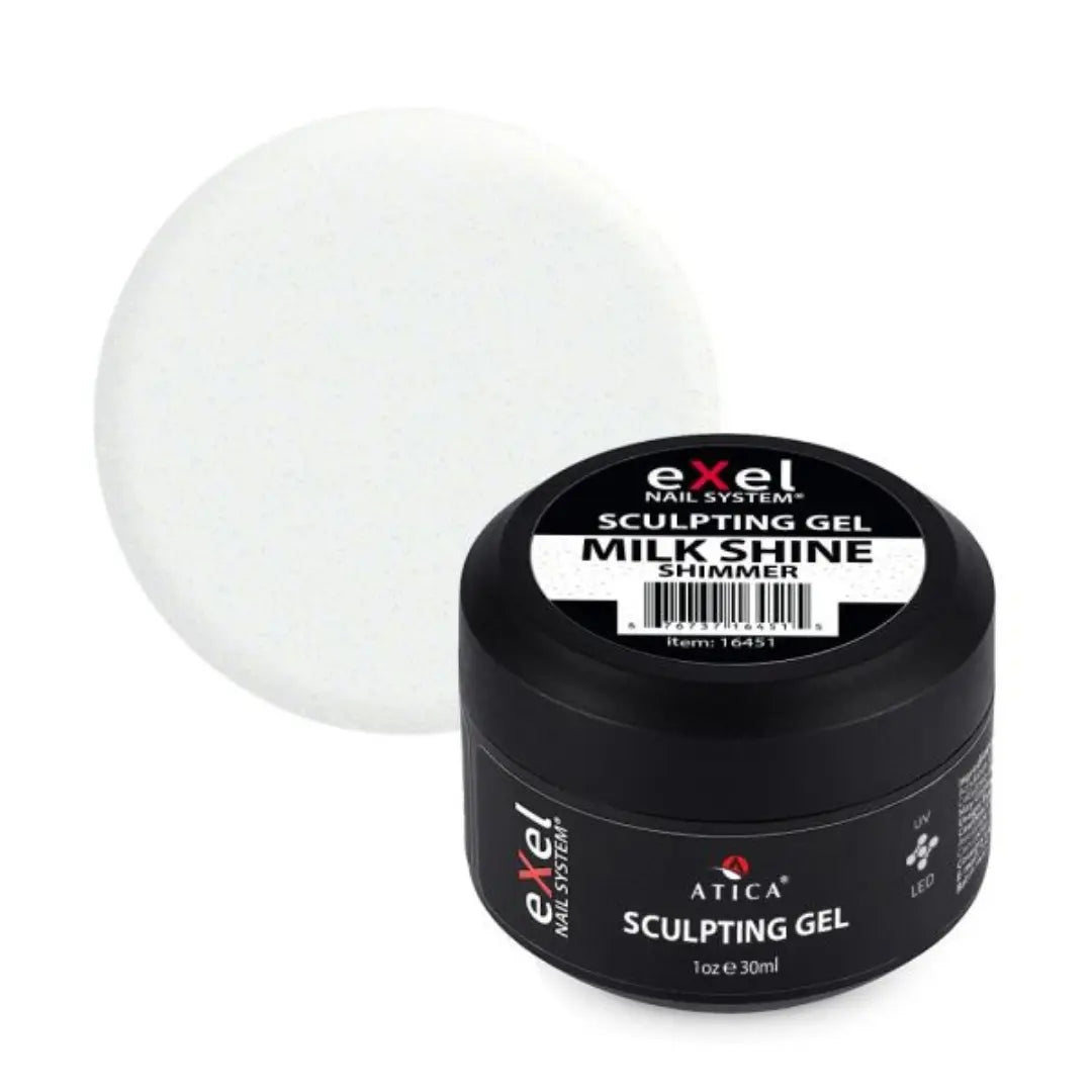 eXel Sculpting Gel – Milk Shine Shimmer 30ml soft milky builder gel with delicate shimmer for natural, luminous nails