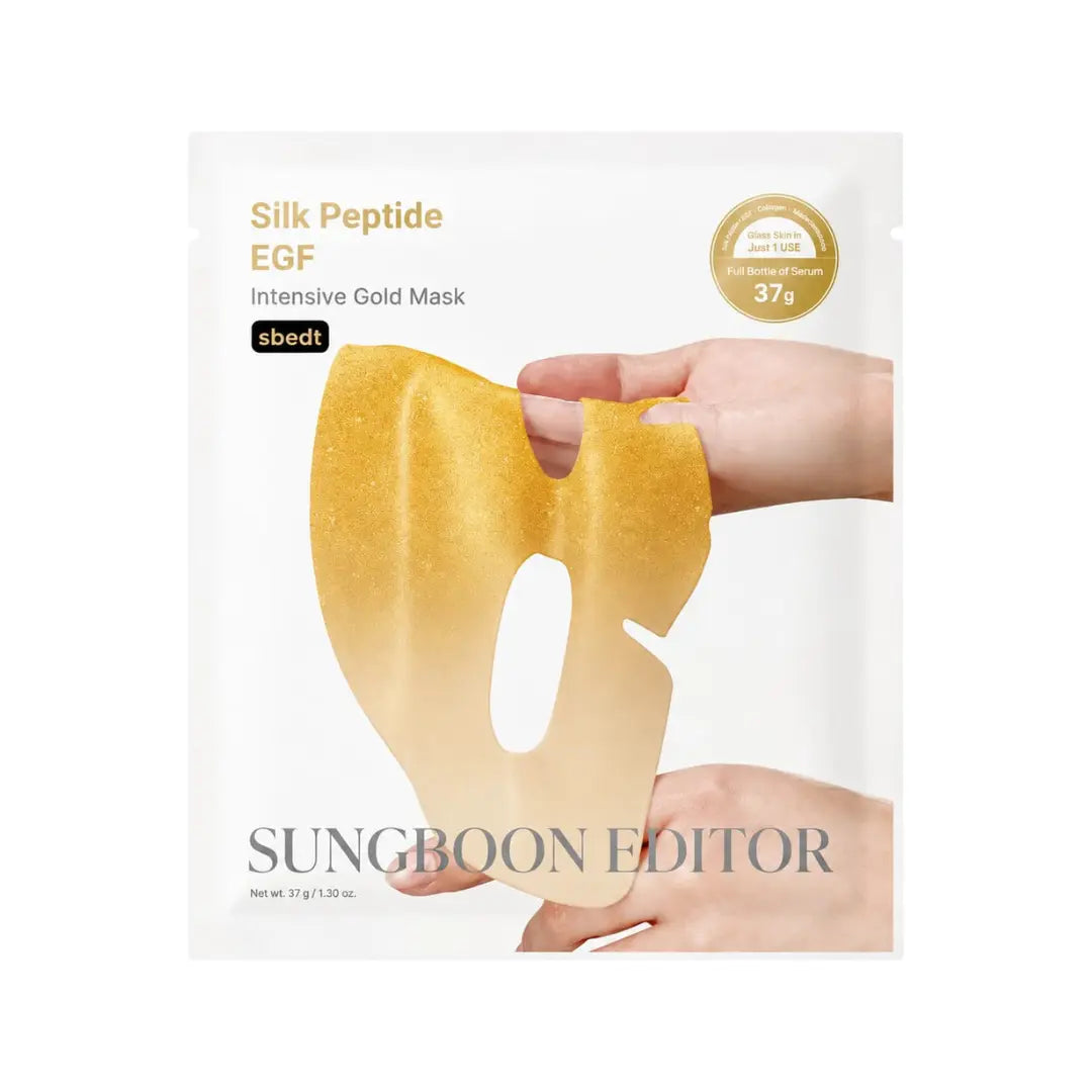 Sungboon Editor Silk Peptide EGF Intensive Gold Mask, hydrogel sheet mask that transforms from beige to gold