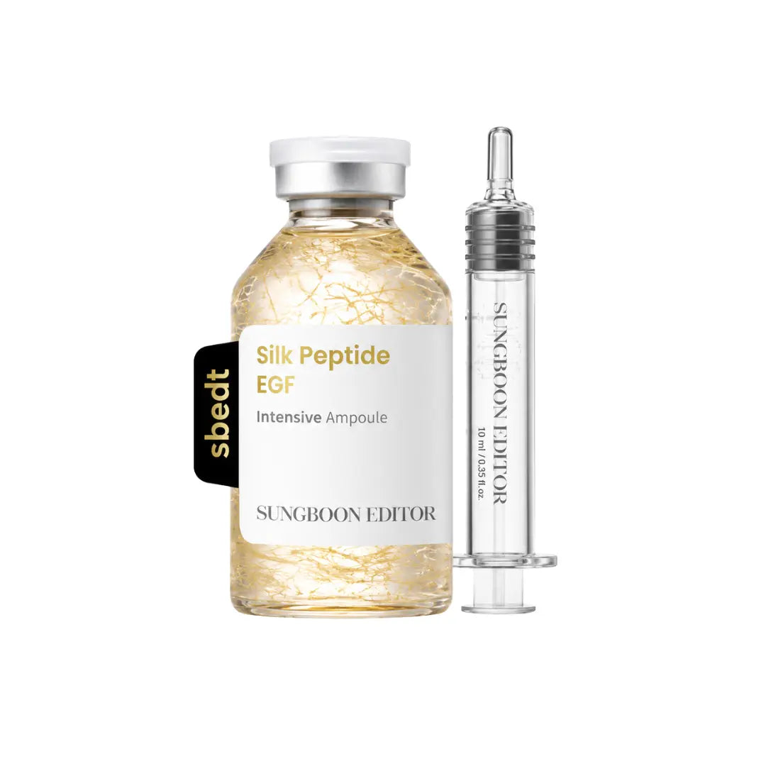Sungboon Editor Silk Peptide EGF Intensive Ampoule 40ml bottle with syringe applicator, firming gold peptide serum