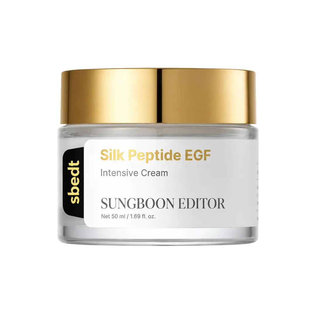 Sungboon Editor Silk Peptide EGF Intensive Cream 50ml jar, firming glass-skin moisturiser with collagen threads