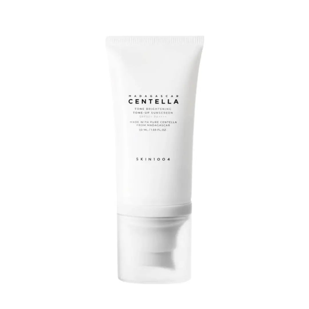 SKIN1004 Tone Brightening Tone-up Sunscreen SPF50+ PA++++ 50ml tube showing peach-pink tinted sunscreen