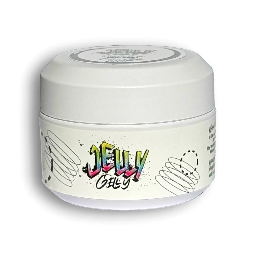 Jelly Gelly Paint Gel White - 5ml jar of self-levelling, high-pigment gel for French nails and detailed nail art.