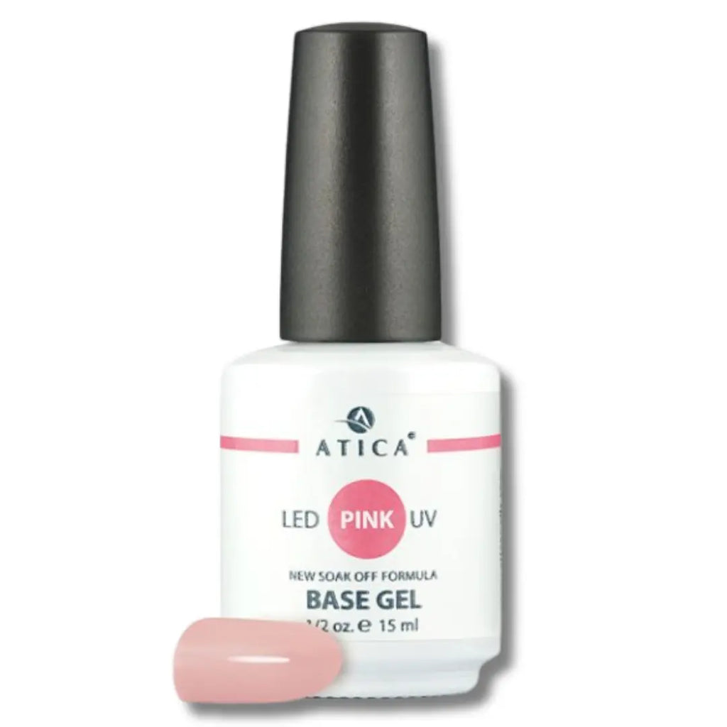 Atica Pink Camouflage Base 15ml – rubber base coat, hides imperfections, smooth finish, long wear, perfect for French or natural manicures