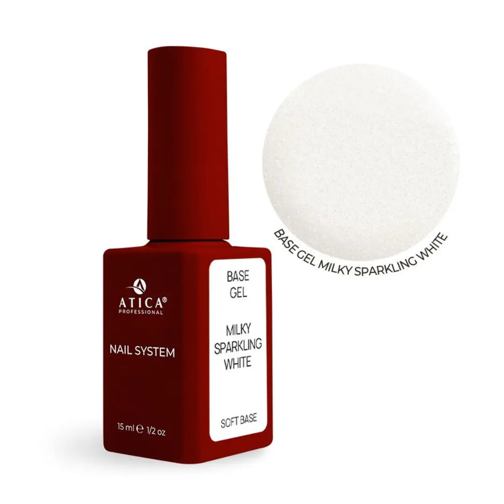 Atica Soft Base Milky Shimmer 15ml bottle showing camouflage base gel