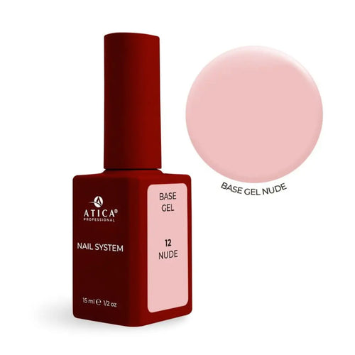 Atica Cover Base Gel 12 Nude 15ml bottle, classic skin tone nail base