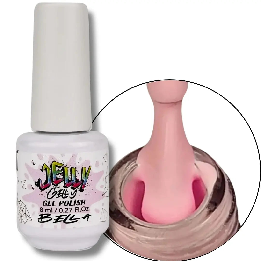 Jelly Gelly Gel Nail Polish in Bella – elegant richly pigmented gel polish bottle, 8ml