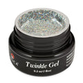 Atica Twinkle Gel Bling 8ml – open jar with silver holographic glitter gel.