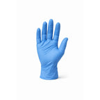 Blue medical glove on a white background
