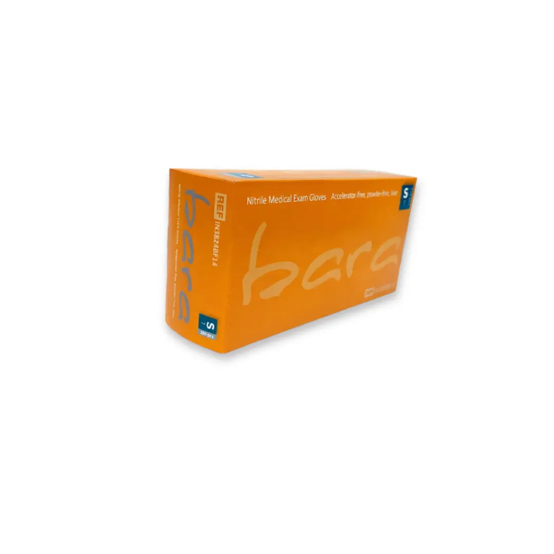Box of Nitrile Medical Exam Gloves on a white background