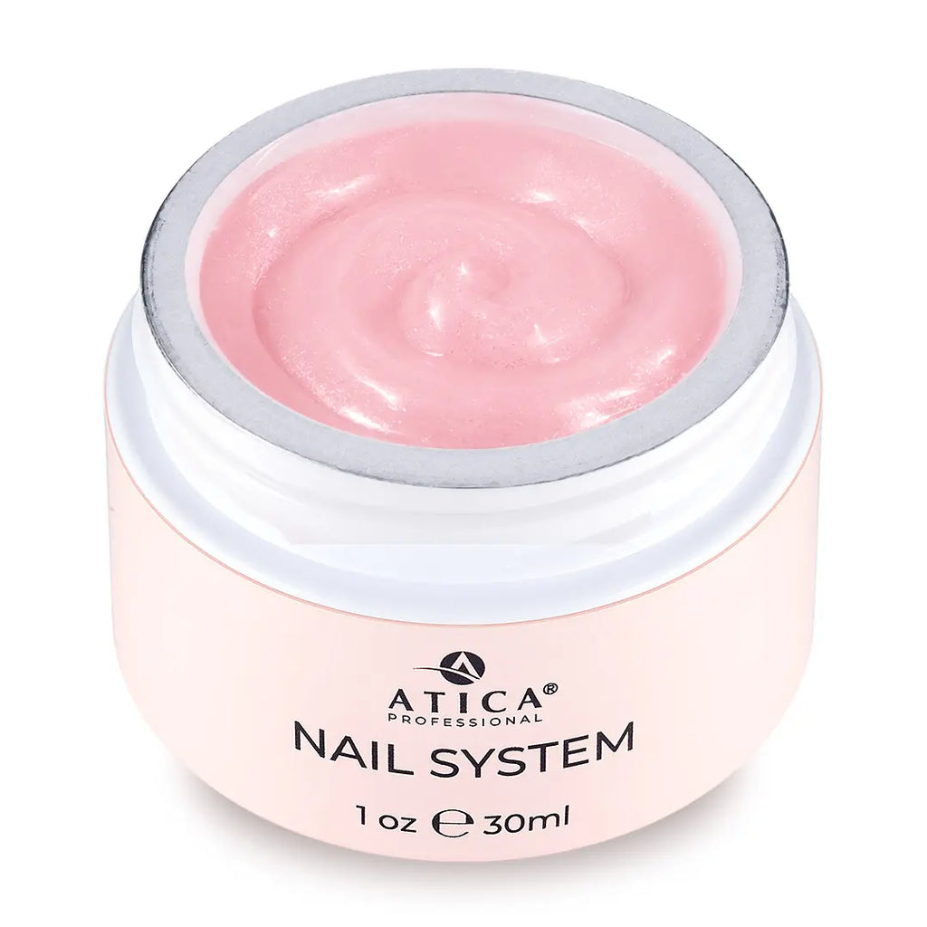 Pink gel in a jar with Atica Professional branding on a white background