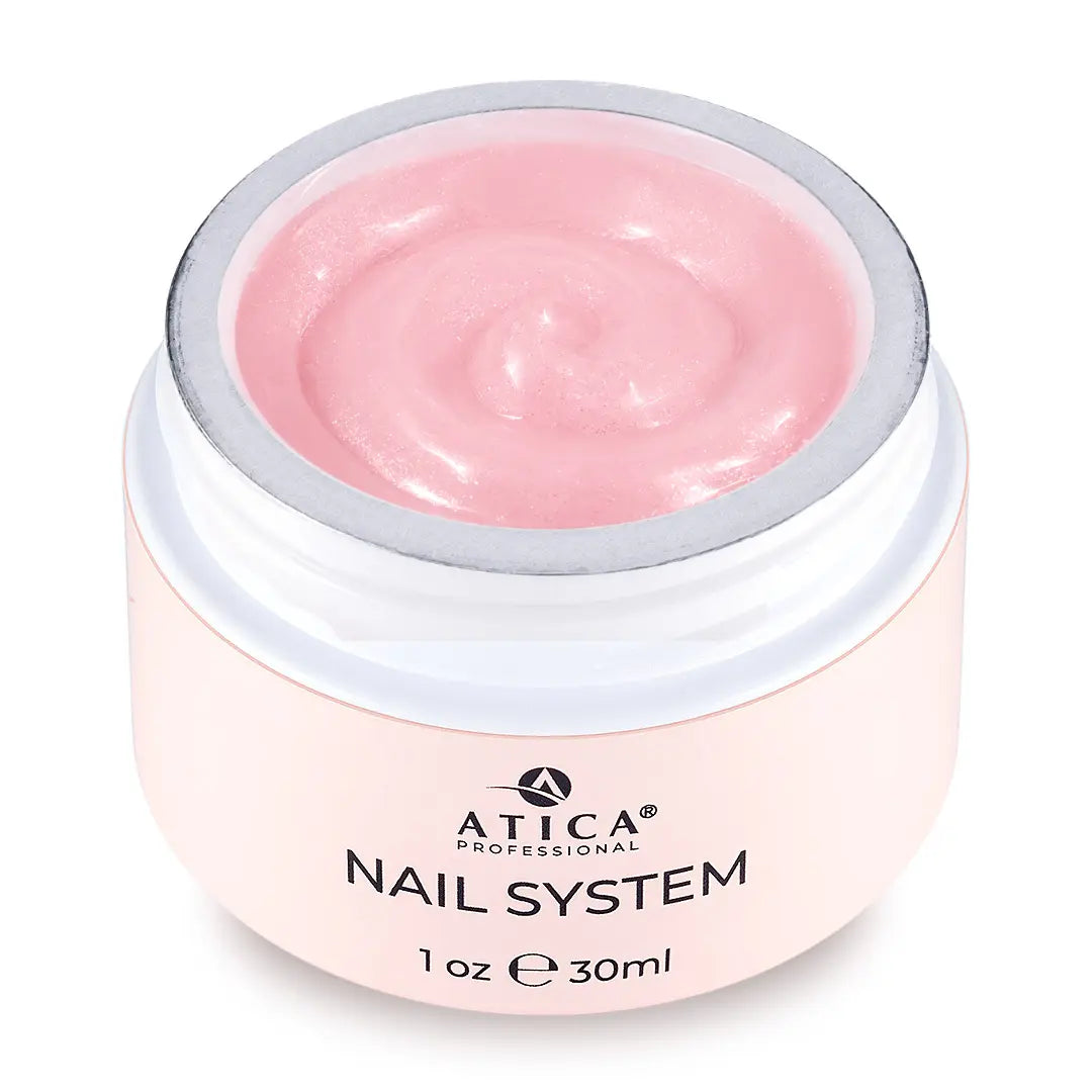 Pink gel in a jar with Atica Professional branding on a white background