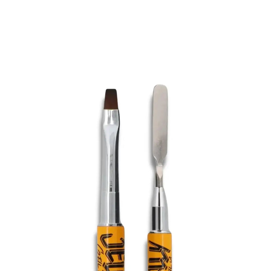 Jelly Gelly Square Dual-End PolyGel Brush · 2-in-1 brush and spatula for PolyGel application and sculpting.