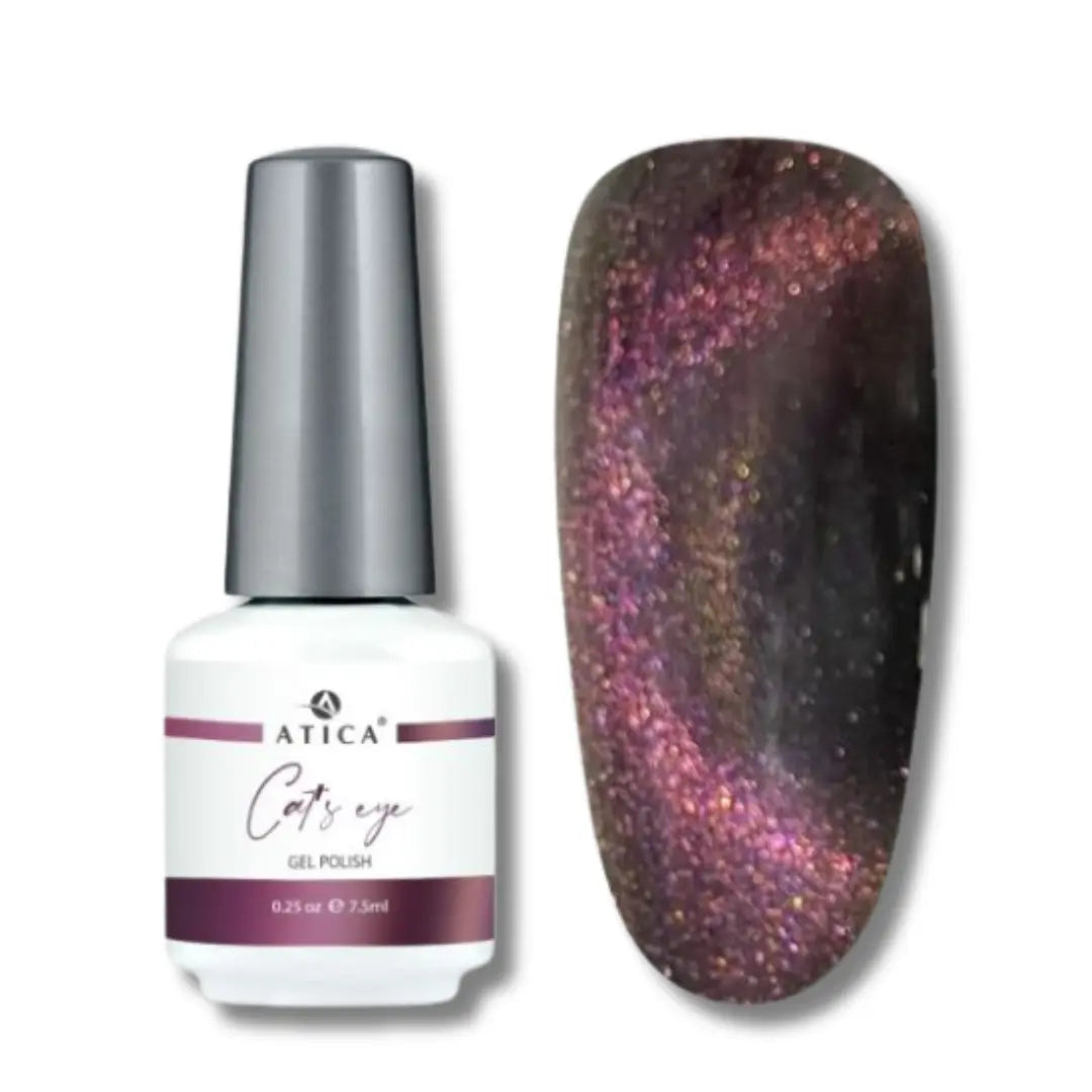 Gel Polish Cat's Eye 01 – dark magnetic-effect gel polish with cool reflective shimmer, 7.5 ml