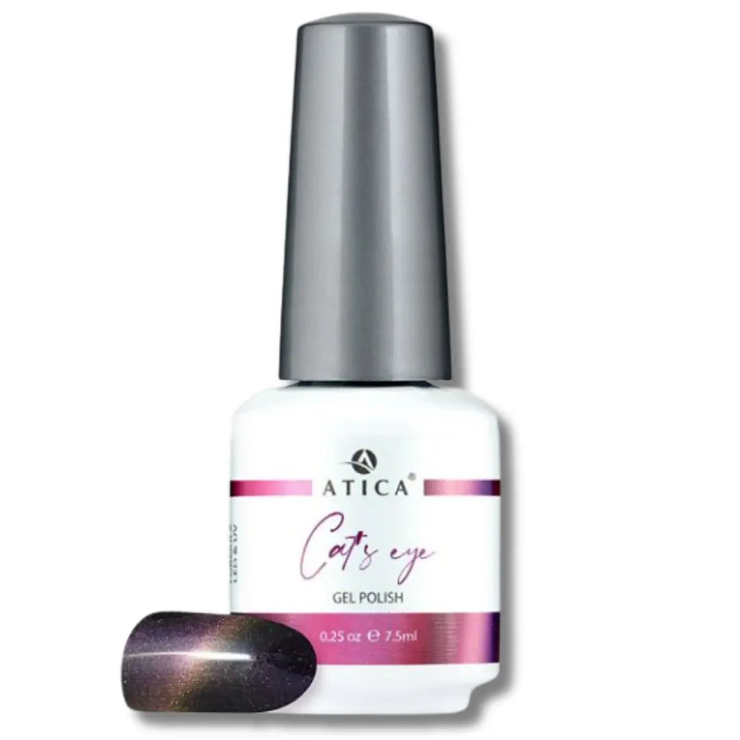 Gel Polish Cat's Eye 01 – dark magnetic-effect gel polish with cool reflective shimmer, 7.5 ml