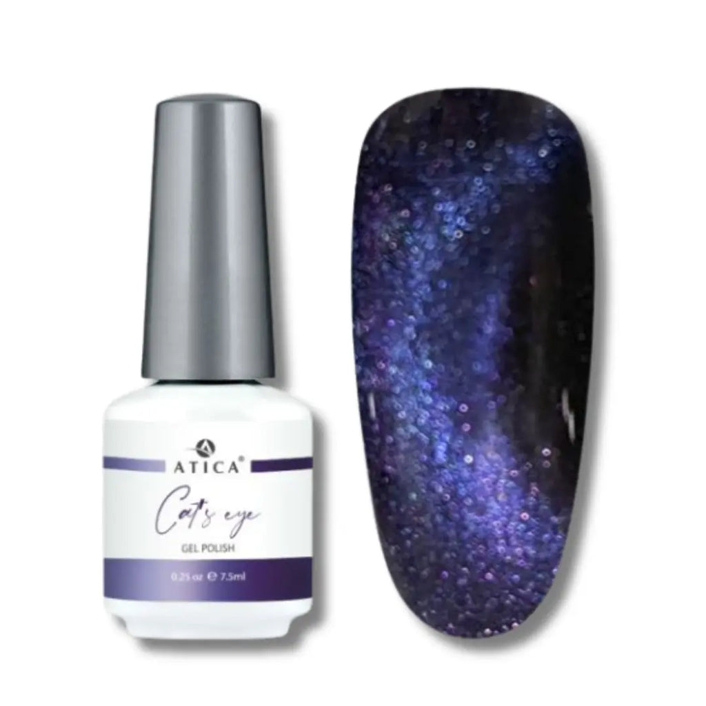 Gel Polish Cat's Eye 02 – smoky shimmer magnetic-effect gel polish with 3D reflective stripe, 7.5 ml

