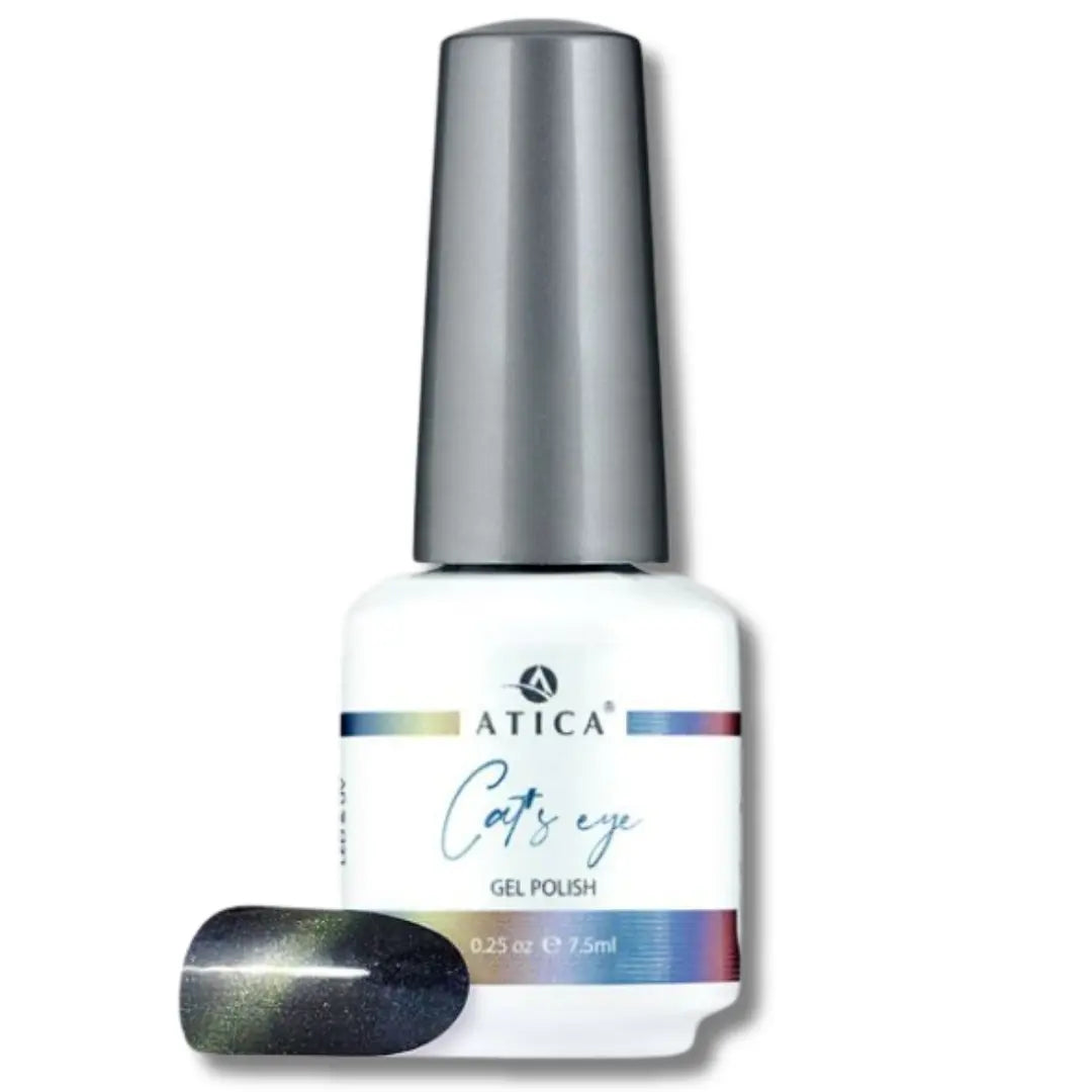 Gel Polish Cat's Eye 03 – magnetic shimmer gel polish with amber-gold glow and cat's eye stripe, 7.5 ml

