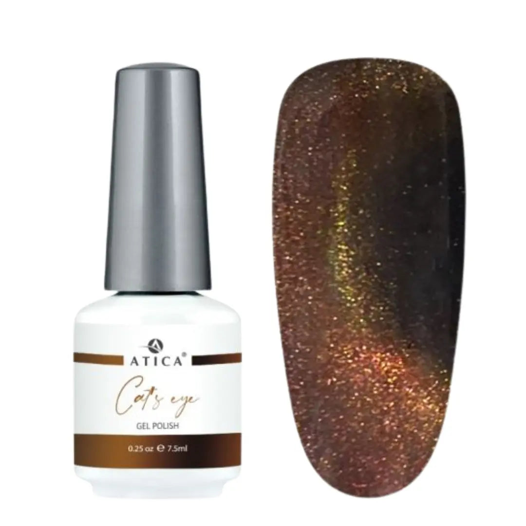 Gel Polish Cat's Eye CC05 – dark magnetic shimmer gel polish with warm copper-gold glow, 7.5 ml

