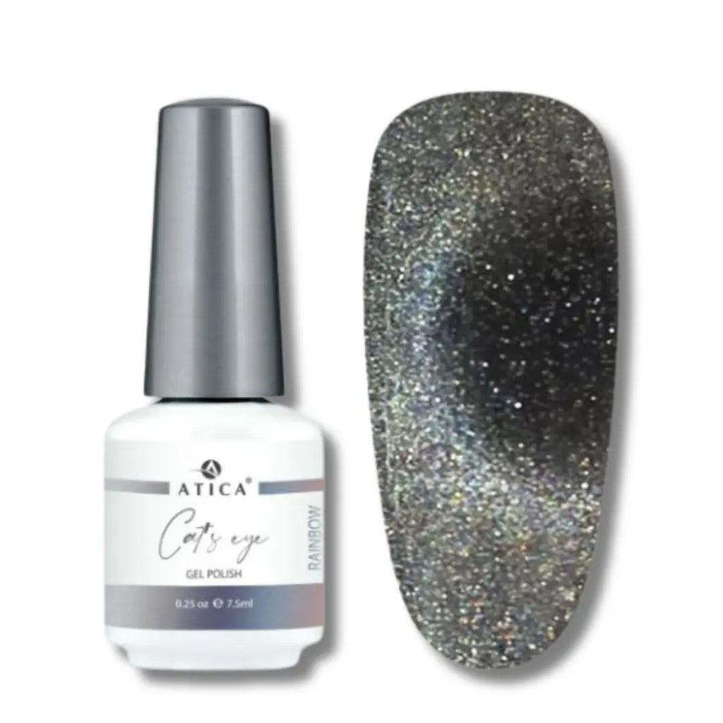 Gel Polish Cat's Eye CC06 – magnetic gel polish with charcoal base and multicolour shimmer effect, 7.5 ml