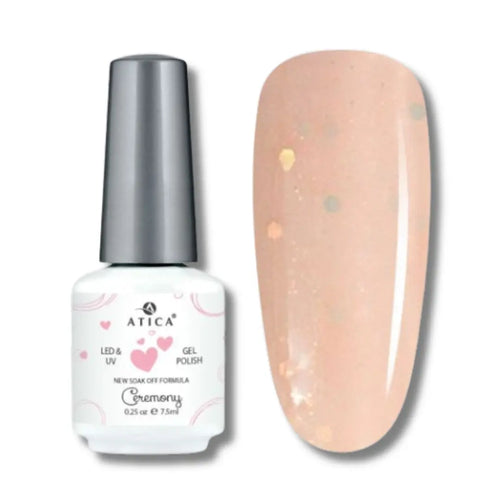 Atica Gel Polish Ceremony 7.5ml – soft nude shimmer for bridal nail looks.