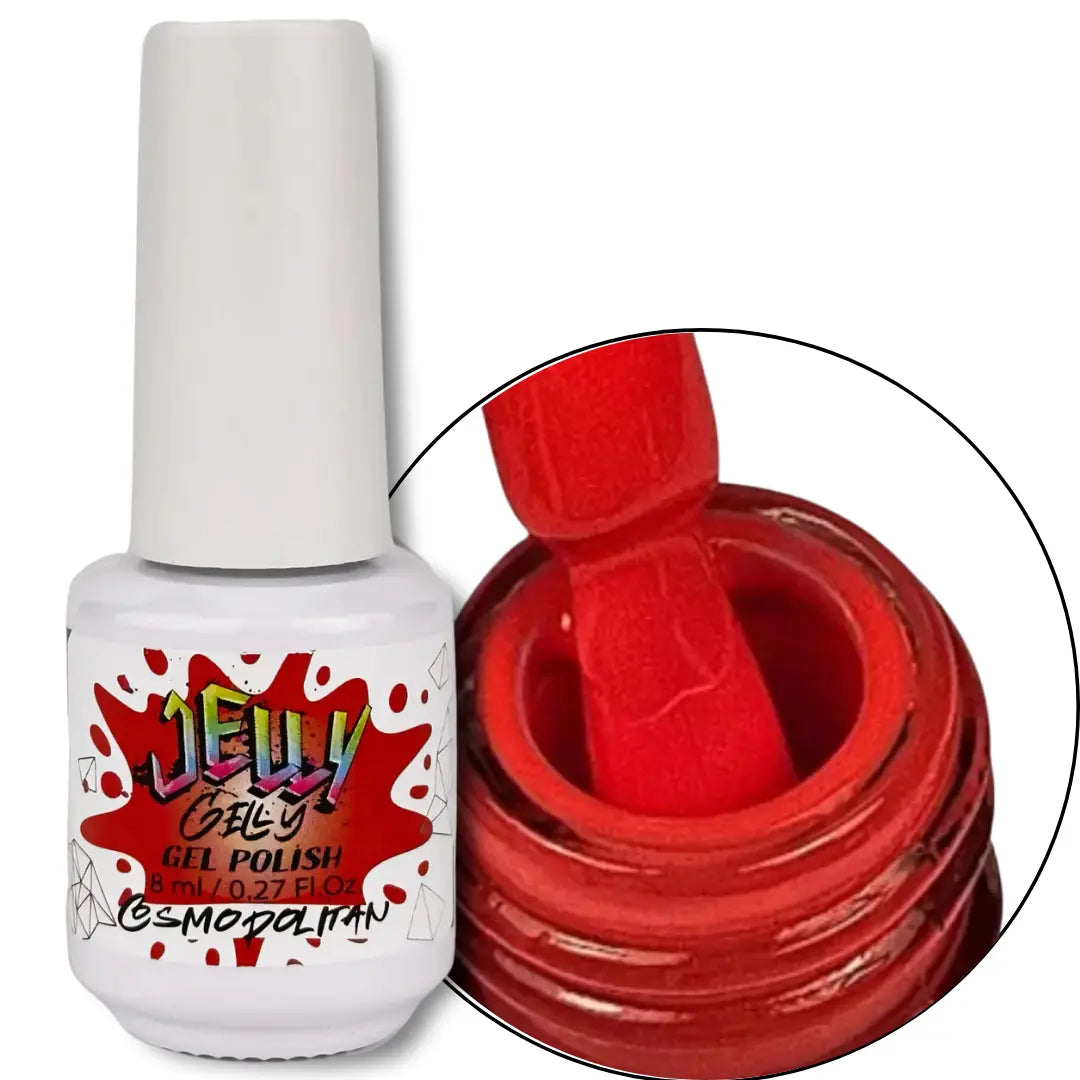 Jelly Gelly Gel Nail Polish in Cosmopolitan – rich vibrant gel polish bottle, 8ml