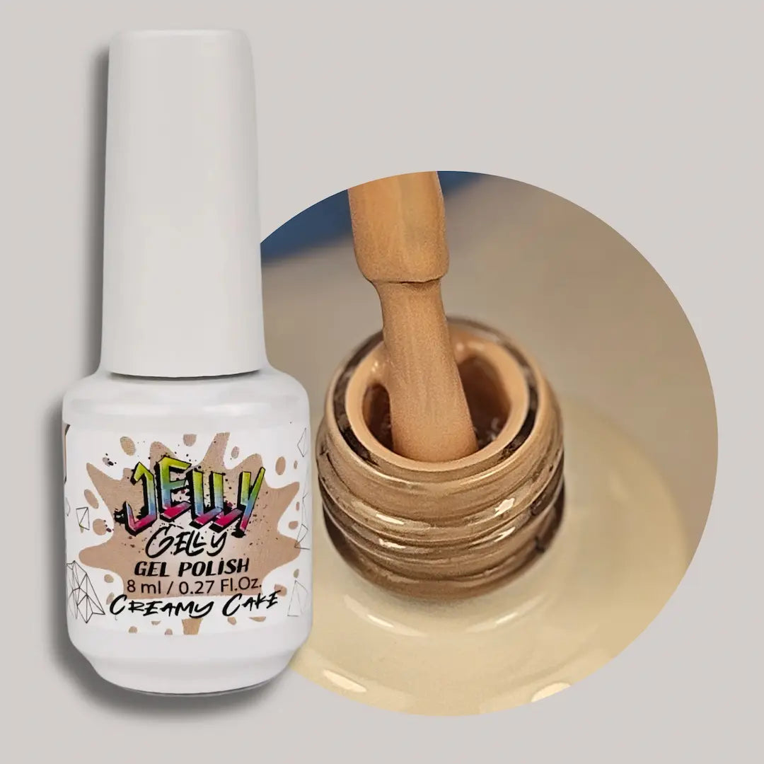 Jelly Gelly Gel Nail Polish in Creamy Cake – soft creamy neutral gel polish bottle, 8ml

