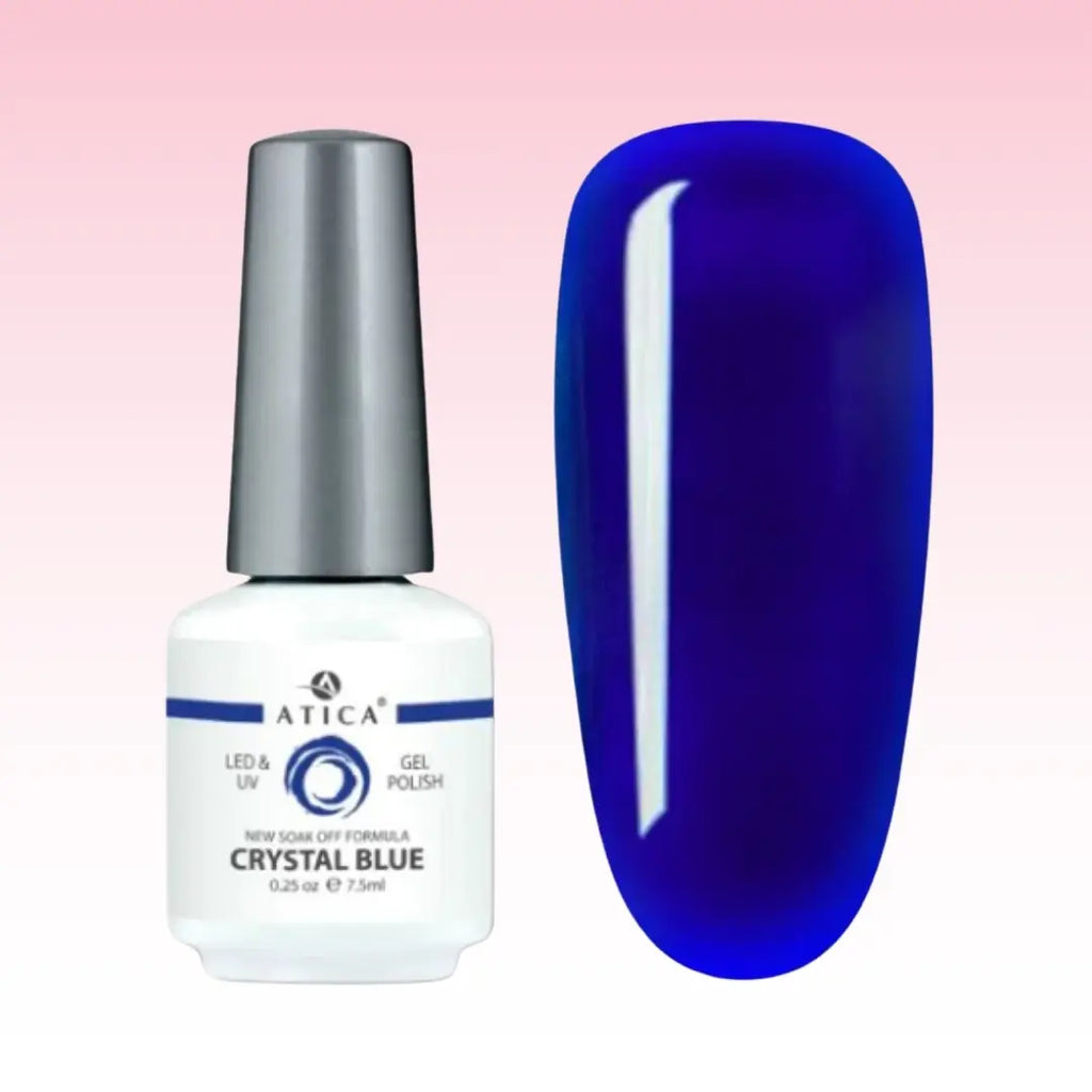 Atica Gel Polish in Crystal Blue – cobalt blue jelly gel polish bottle, 7.5ml

