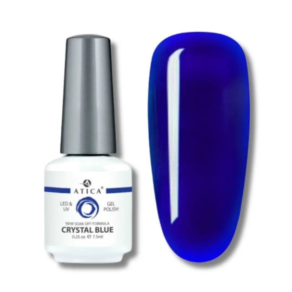 Atica Gel Polish in Crystal Blue – cobalt blue jelly gel polish bottle, 7.5ml

