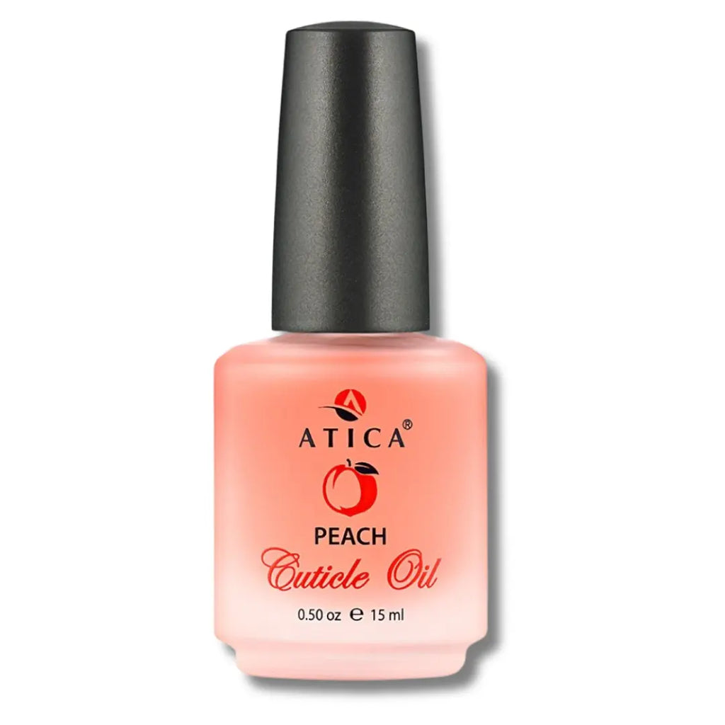 Atica Cuticle Oil Peach 15ml – nourishing peach-scented oil for cuticle care.