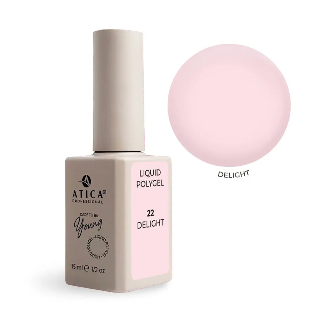 Atica Liquid Polygel DELIGHT 22 – Soft Baby Pink Polygel 15ml