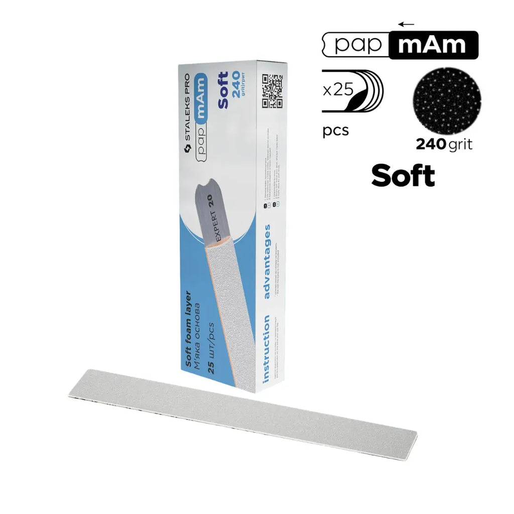 Staleks PRO papmam soft expert 20 straight nail files 240 grit 25 pcs pack