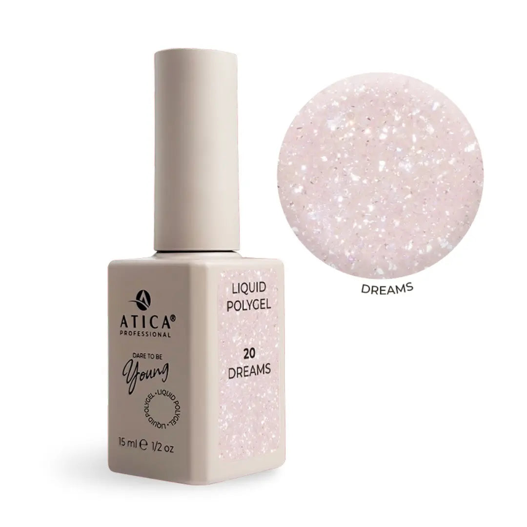 Atica Liquid Polygel DREAMS 20 – Milky Sparkle Polygel 15ml