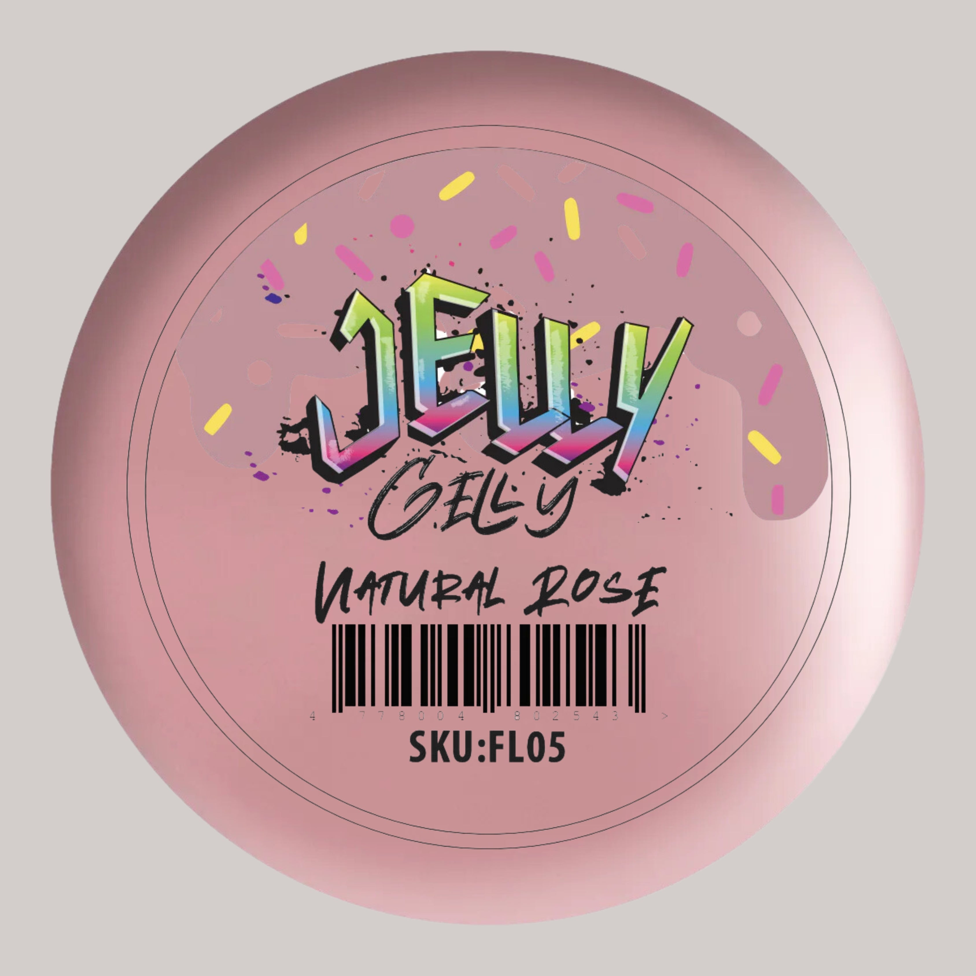 Jelly Gelly Self-Leveling Gel Fluffy Natural Rose 40ml bottle. A viscous, natural rose-colored gel for nail sculpting, extensions, and strengthening.