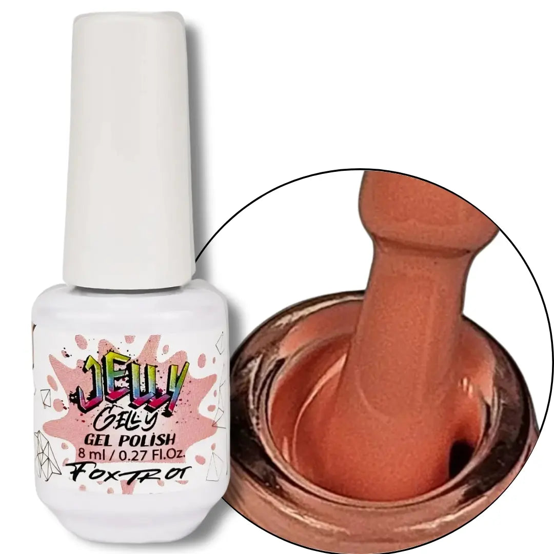 Jelly Gelly Gel Nail Polish in Foxtrot – rich, sophisticated gel polish bottle, 8ml