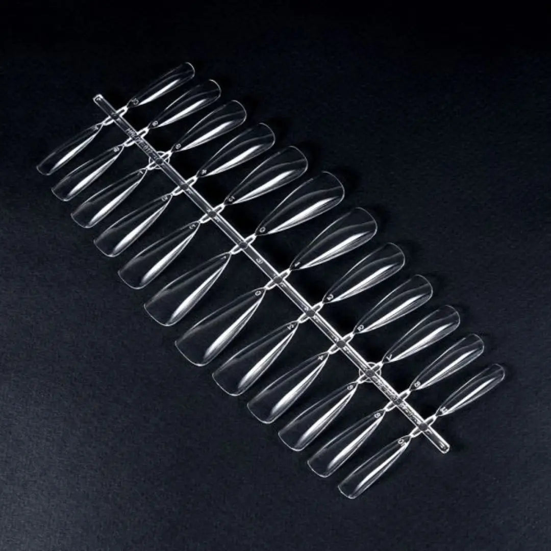 ATICA Gel Nail Tips – 240 pcs · Almond-shaped gel extension tips in 12 sizes for professional use.