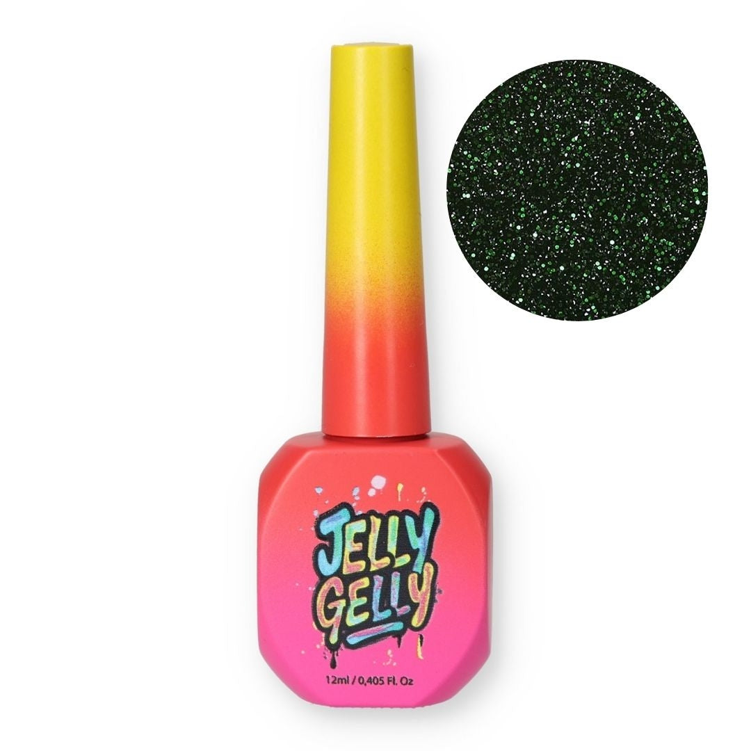 Jelly Gelly Glitter Forest Trouble Deep Green Glitter Gel Polish – 12ml