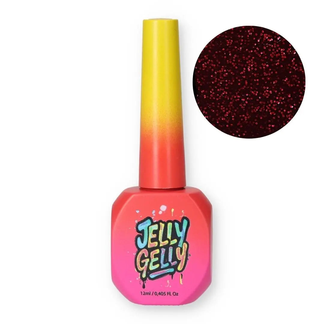Jelly Gelly Glitter Hot Spell Burgundy Glitter Gel Polish – 12ml