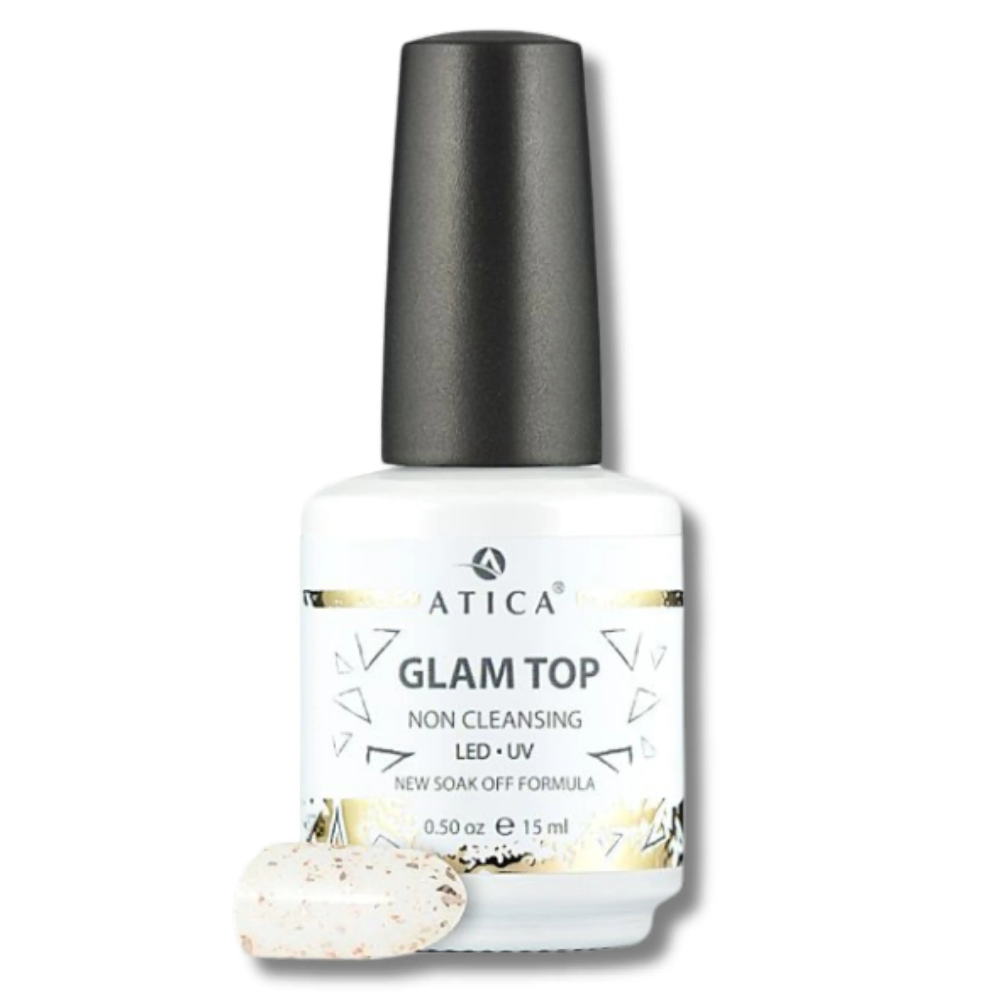 Glam Top Coat 15 ml – gold foil no-wipe top coat for glamorous nail designs