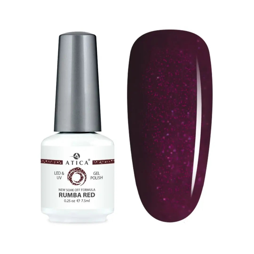 Atica Gel Polish – Rumba Red GPM114 7.5ml Burgundy Shimmer Shade