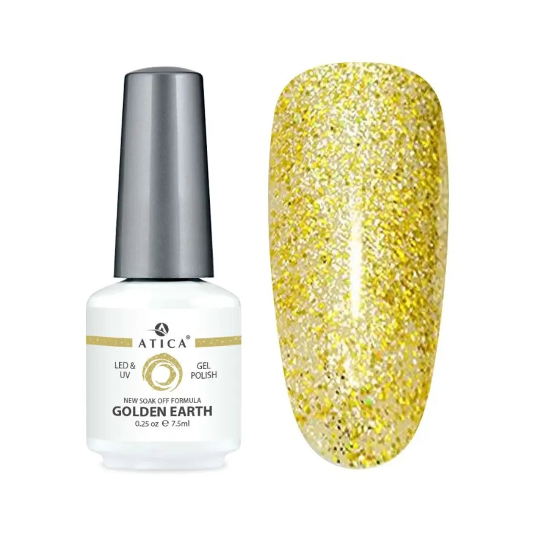 Atica Gel Polish – Golden Earth GPM117 7.5ml Gold Glitter Shade